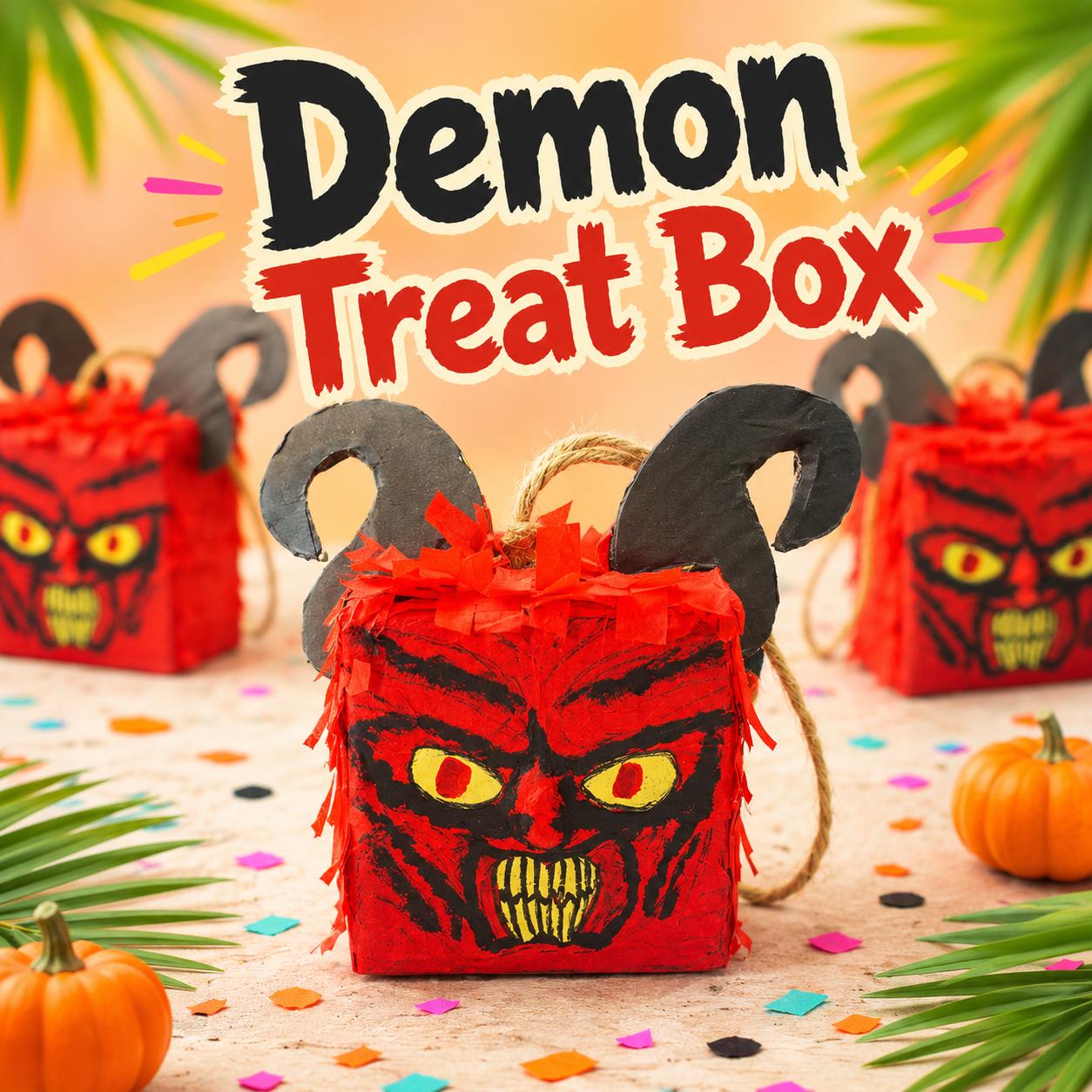 Summerween Demon Treat Box Piñata Halloween Party Favors Set of 3