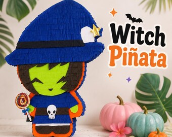 Summerween Halloween Witch Piñata Witchy Party Decor Spooky Birthday Centerpiece Cute Witch Pinata Kids Halloween Party Activity