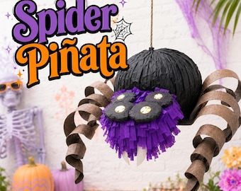 Summerween Spider Piñata Halloween Party Decor Black Purple Spider Pinata Spooky Birthday Centerpiece Bug Party Game