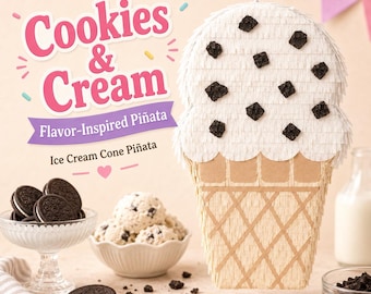 Cookies and Cream Ice Cream Cone Pinata Birthday Party Decoration Sweet Treat Party Decor Dessert Theme Celebration Handmade Pinata
