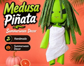Summerween Medusa Piñata Greek Mythology Party Decor Movable Limb Pinata Interactive Birthday Party Game Halloween Monster Centerpiece