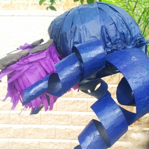 Deep Blue and Purple Spider Pinata With Wiggly Legs Fun Party Game Bug Party Supplies Halloween Pinata Centerpiece Photo Prop image 3