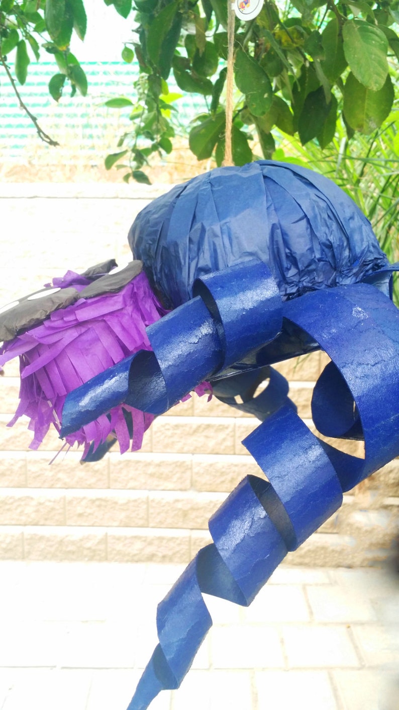 Deep Blue and Purple Spider Pinata With Wiggly Legs Fun Party Game Bug Party Supplies Halloween Pinata Centerpiece Photo Prop image 3