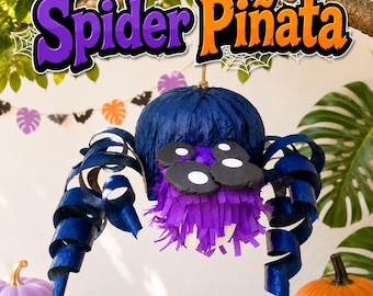 Summerween Spider Piñata Halloween Party Decor Blue Purple Spider Pinata Spooky Birthday Centerpiece Bug Party Game