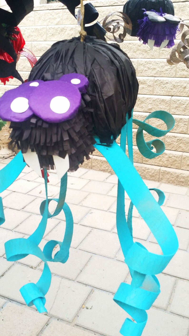 Cute Baby Blue and Black Spider Bug Party Theme Halloween Pinatas Spider Decor Centerpiece Fun Party Game Fun Photo Prop image 3