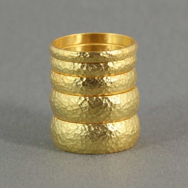 FREE Sizing /& Engraving 7mm Handmade Hammered 24K Yellow Gold Over 925K Sterling Silver Half Round Vermeil Handcrafted Wedding Band Ring