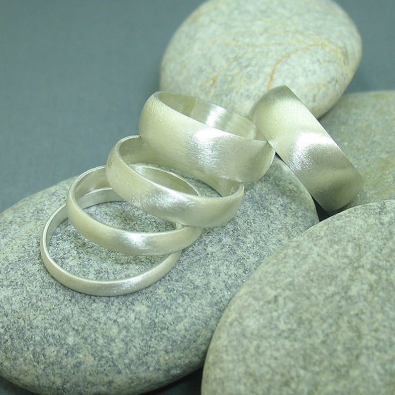 FREE Sizing and Engraving 8mm Handmade Brushed 925K Sterling Silver Designer Half Domed Wedding Band Ring
