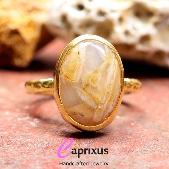 Natural Blue Jade Ring 24K Yellow Gold Vermeil 925 Solid Sterling Silver Handcrafted Artisan Hammered Ancient Roman Art Designer Gemstone Ring
