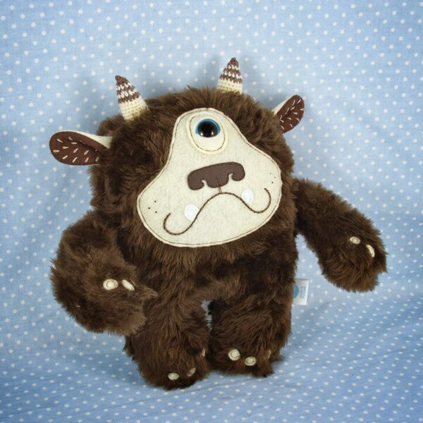 Brown Plush Cyclops, soft art toy