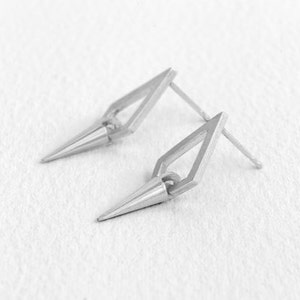 Geometric silver earrings, Polygon earrings, Minimal earrings, women earrings image 4