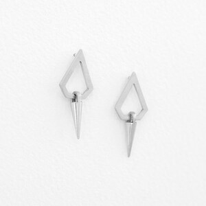 Geometric silver earrings, Polygon earrings, Minimal earrings, women earrings image 3