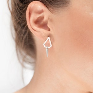 Geometric silver earrings, Polygon earrings, Minimal earrings, women earrings image 1