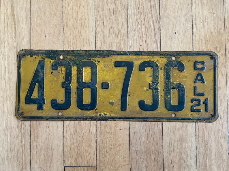 Vintage California License Plate from 1921 craibas.al.gov.br