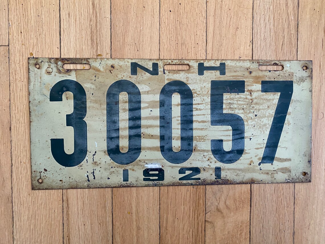 Vintage 1921 New Hampshire License Plate Etsy