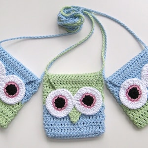 Crochet Bag Pattern Owl purse bag INSTANT DOWNLOAD PDF, girl, long strap, easy, uk and us versions No2 image 1