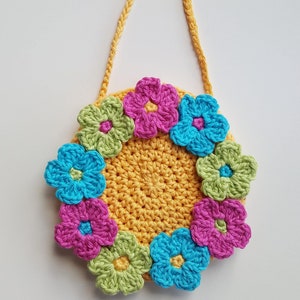 Crochet Bag Pattern Ring of Flowers Bag PDF patt no29 uk and us terms girls purse flowergirl pretty