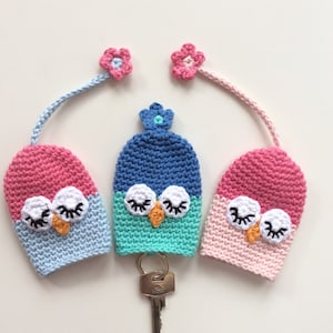 Crochet Pattern Owl Key Cosy, keycover, Instant Download pdf, keycozy, UK terms, US terms, No18