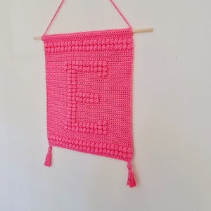 Crochet Letter Pattern, Letter E, Wallhanging PDF, UK & US terms No105, crochet letter, alphabet, wall decor, easy, quick make, wall art