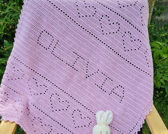 Crochet Blanket Pattern Personalised Filet Blanket PDF, UK & US terms No98 beginners crochet blanket baby blanket customised blanket