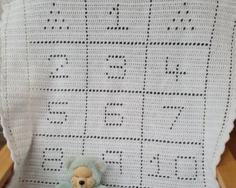 Crochet Blanket Pattern Numbers 1-10 Filet Blanket PDF, UK & US crochet terms No60 baby blanket beginners easy shower quick