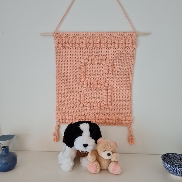 Crochet Pattern Letter S Wall hanging, PDF, UK & US terms No119, crochet alphabet, crochet wall art, wall decor, Letter crochet