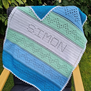 Crochet Blanket Pattern Name Zigzag Filet Blanket PDF, uk & us terms No63 baby blanket beginners easy personalised customised image 2