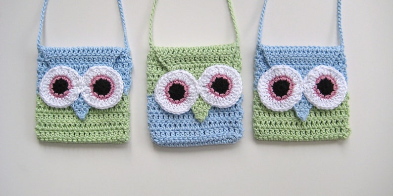 Crochet Bag Pattern Owl purse bag INSTANT DOWNLOAD PDF, girl, long strap, easy, uk and us versions No2 image 4