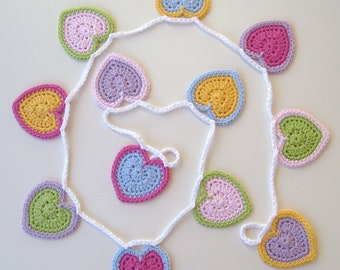 Crochet Pattern Heart Garland Bunting INSTANT DOWNLOAD PDF, uk and us versions No12