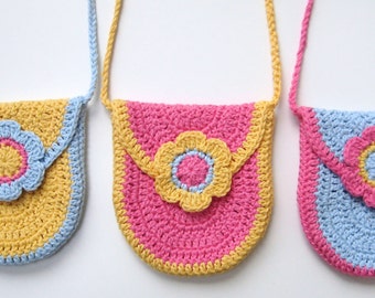 Crochet Bag Pattern curved u-shaped purse bag INSTANT DOWNLOAD PDF, flower, girl bag,long strap, cute, uk or us crochet terms, No9