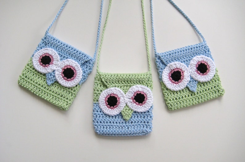 Crochet Bag Pattern Owl purse bag INSTANT DOWNLOAD PDF, girl, long strap, easy, uk and us versions No2 image 3