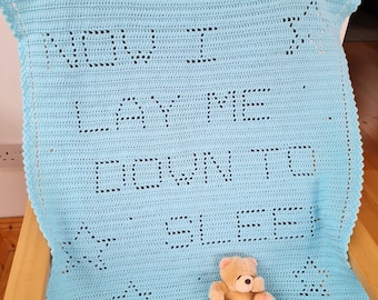 Crochet Blanket Pattern Now I Lay Me Down to Sleep Filet Blanket PDF, crochet baby blanket, US terms, UK terms No99 baby blanket crochet