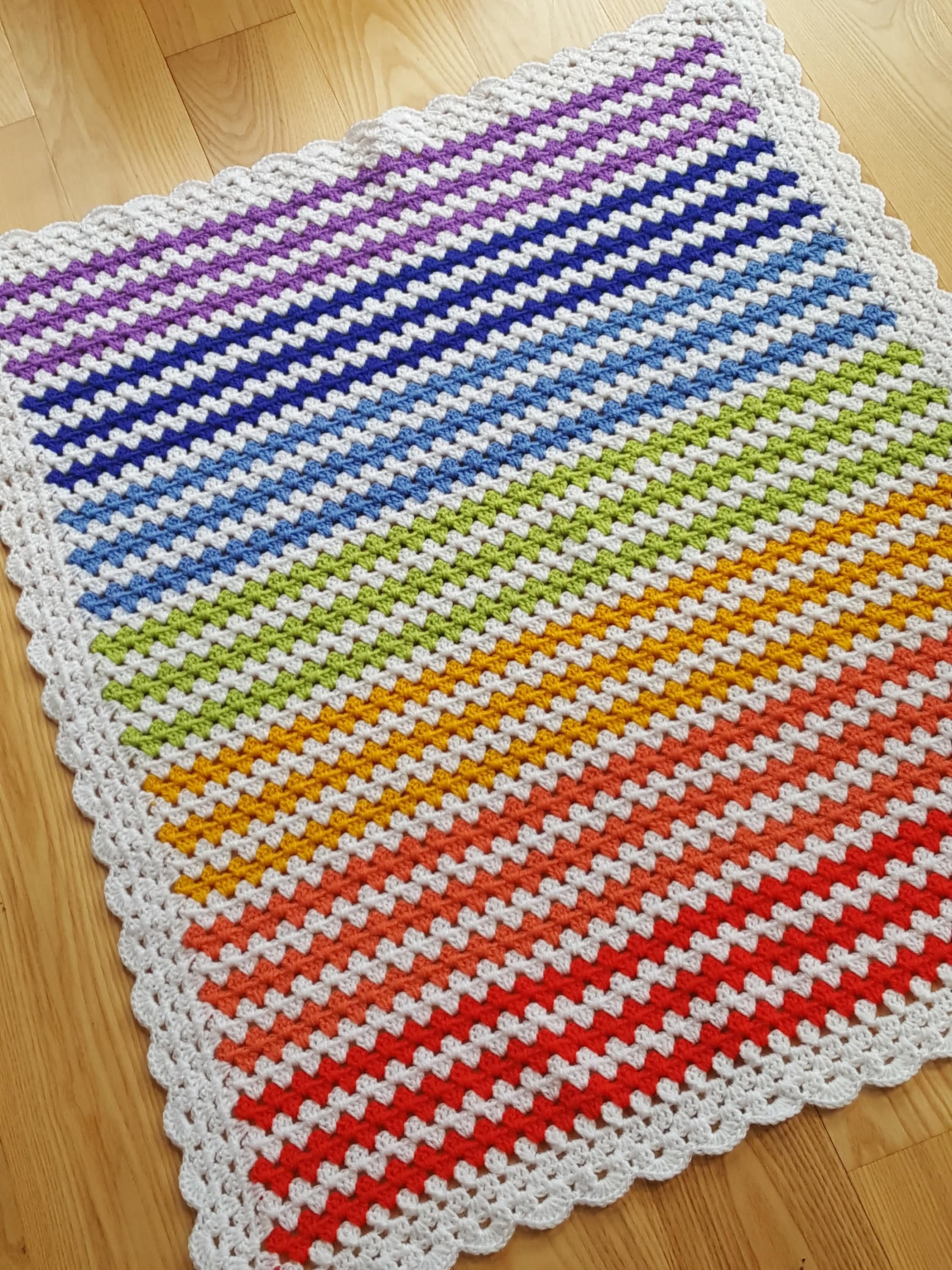 Crochet Blanket Pattern Easy Rainbow Baby Blanket INSTANT DOWNLOAD PDF ...