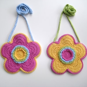 Crochet Bag Pattern Flower shaped purse bag INSTANT DOWNLOAD PDF, girl, long strap, cute, uk and us crochet terms, No19