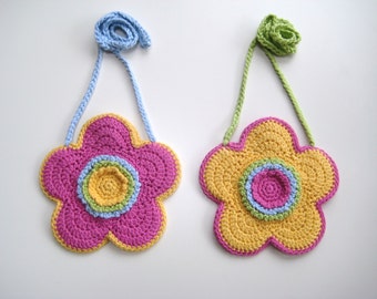 Crochet Bag Pattern Flower shaped purse bag INSTANT DOWNLOAD PDF, girl, long strap, cute, uk and us crochet terms, No19