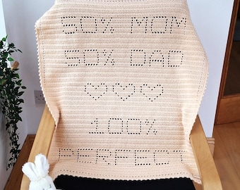 Crochet Baby Blanket Pattern, 50% Mom 50 Dad 100 Perfect Filet Crochet Pattern, crochet pattern blanket, US and UK terms No130