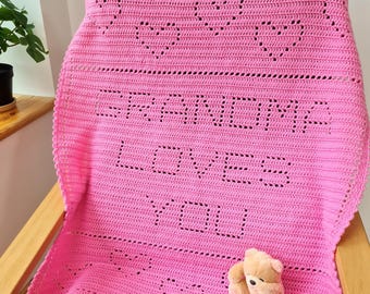 Crochet Blanket Pattern Personalized "Loves You" Blanket, crochet baby blanket, filet crochet blanket, No72