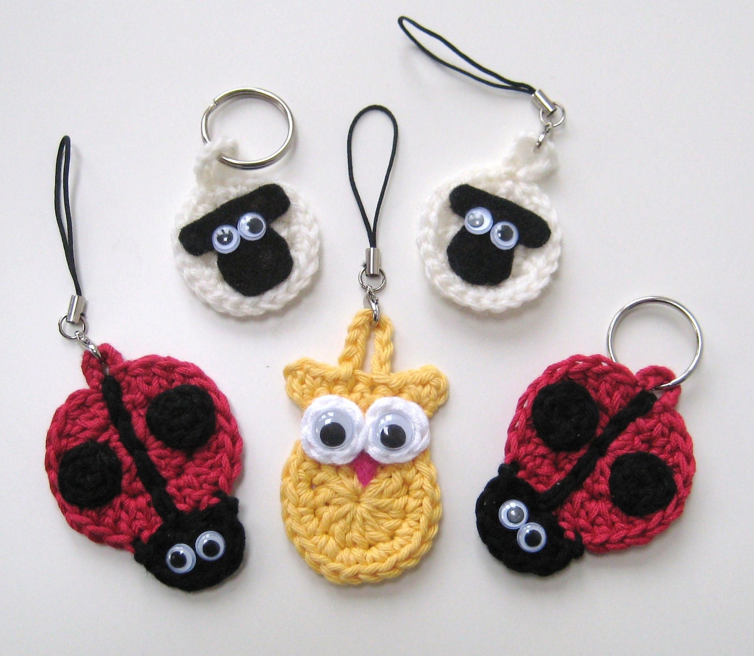 Crochet Pattern keyrings sheep ladybird owl INSTANT DOWNLOAD Etsy México