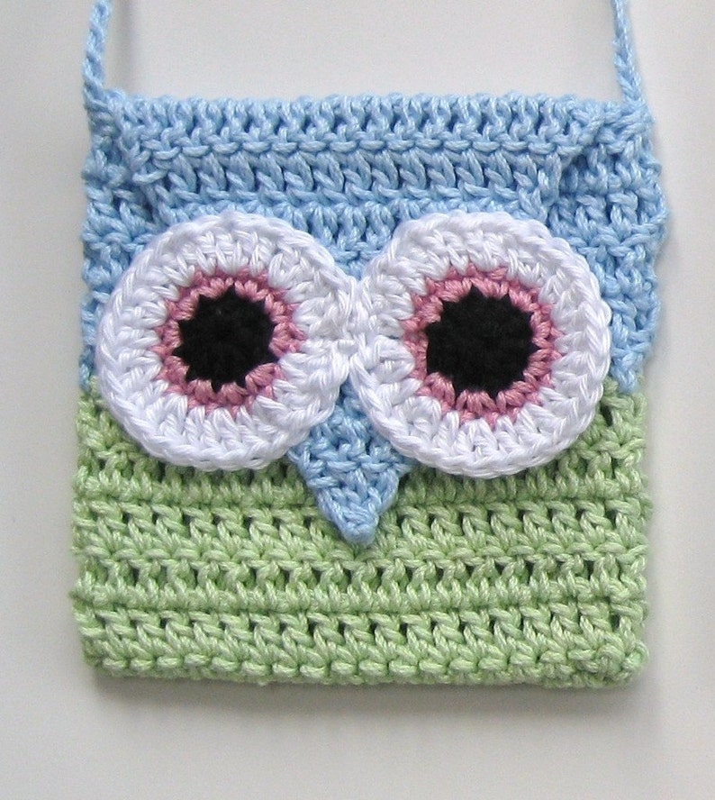 Crochet Bag Pattern Owl purse bag INSTANT DOWNLOAD PDF, girl, long strap, easy, uk and us versions No2 image 2