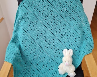 Crochet Blanket Pattern, Diamond Sampler Filet Blanket, No90 US and UK terms, crochet pattern, baby shower, baby gift, easy crochet