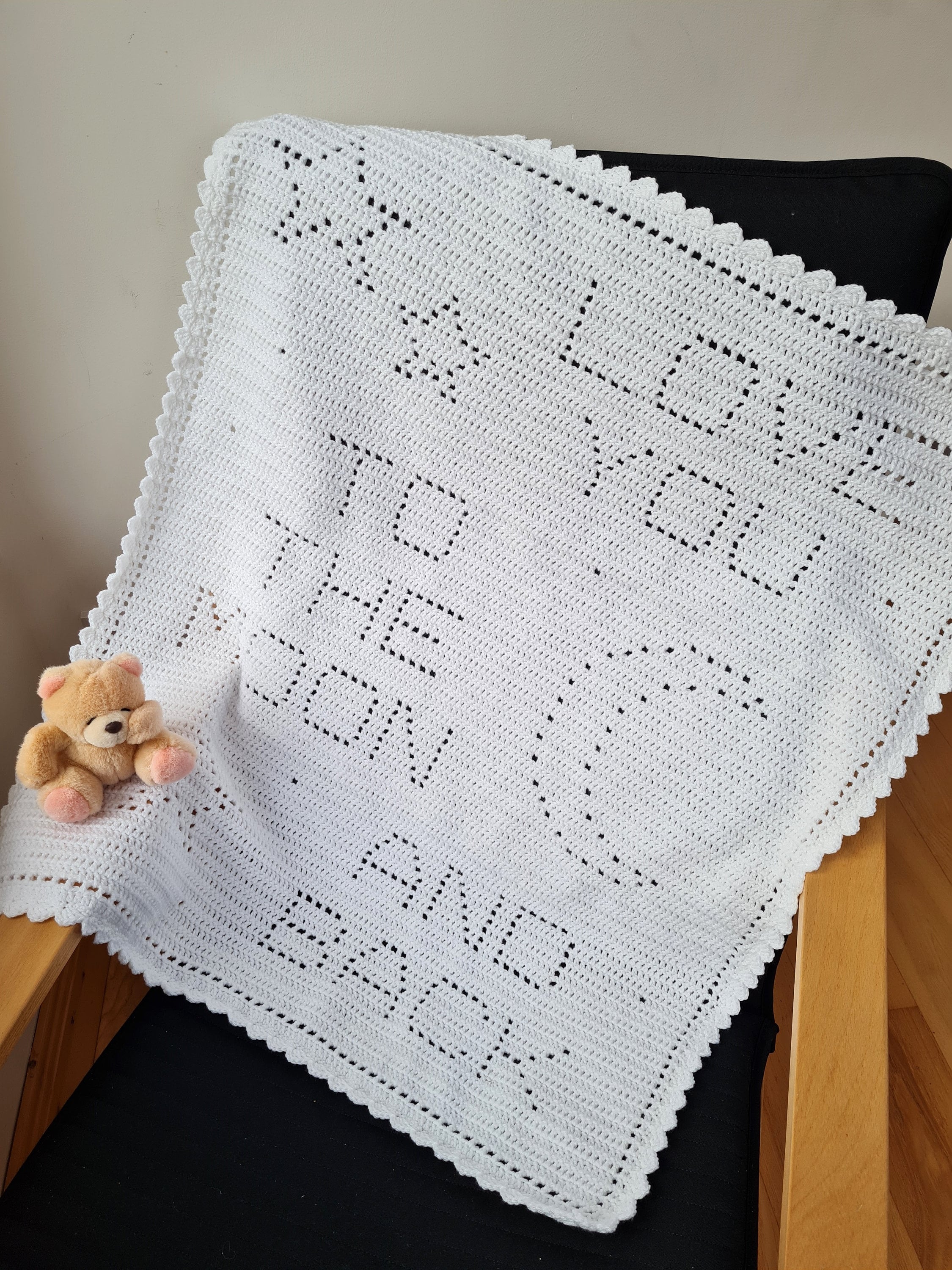 Crochet Blanket Pattern Love You to the Moon and Back Filet Blanket PDF US Crochet Terms UK Crochet Terms No80 Beginners Easy Etsy Canada