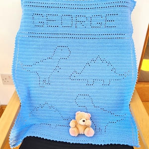 Crochet Blanket Pattern Dinosaur Blanket Personalised PDF, UK & US terms No97 crochet dinosaur blanket baby dinosaur pattern customised