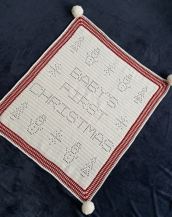 Baby's first christmas online blanket crochet pattern