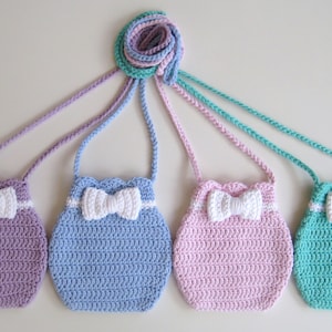 Crochet Bag Pattern bow purse bag INSTANT DOWNLOAD pdf, little, us and uk terms, quick, girls, easy, No16
