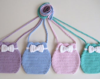 Crochet Bag Pattern bow purse bag INSTANT DOWNLOAD pdf, little, us and uk terms, quick, girls, easy, No16