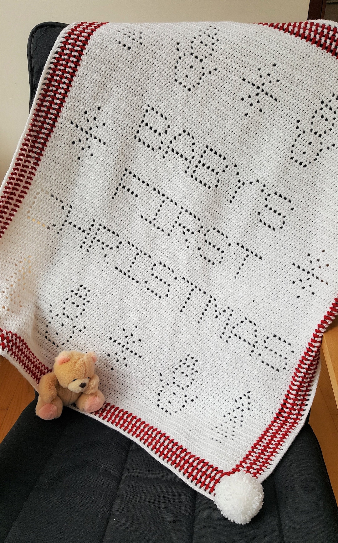 Crochet Baby Blanket Pattern Babys First Christmas Filet Blanket PDF Uk Us Terms No52 White Newborn Beginners Easy Etsy Canada
