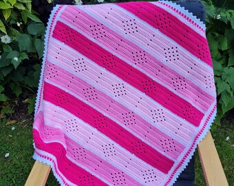 Crochet Blanket Pattern, Falling Diamonds, Filet Blanket, No73, UK and US terms, crochet baby blanket pattern, easy blanket, beginners