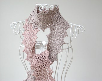 Crochet Scarf Pattern Twotone Gemini Lace Scarf INSTANT DOWNLOAD PDF, Long, crochet, uk or us crochet terms, No10