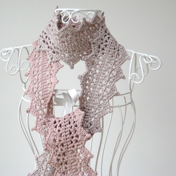 Crochet Scarf Pattern Twotone Gemini Lace Scarf INSTANT DOWNLOAD PDF, Long, crochet, uk or us crochet terms, No10
