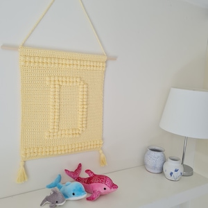 Crochet Letter Pattern, Letter D, Wallhanging PDF, UK & US terms No104, crochet letter, alphabet, wall decor, handmade gift, wall art