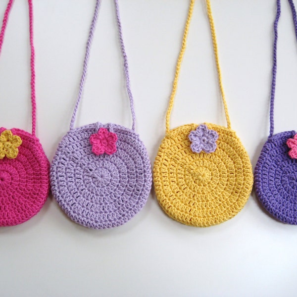 Crochet Bag Pattern Round Circle purse bag INSTANT DOWNLOAD PDF, girl bag, cute, easy, quick, uk or us crochet terms  No3